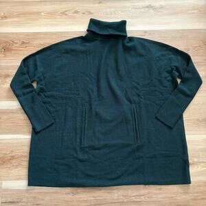 Garnet Hill Wool Cashmere Oversized Turtleneck Sweater Dark Balsam M